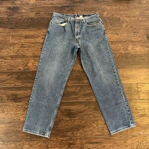 Eddie Bauer Relaxed Fit Distressed Denim Blue Jeans